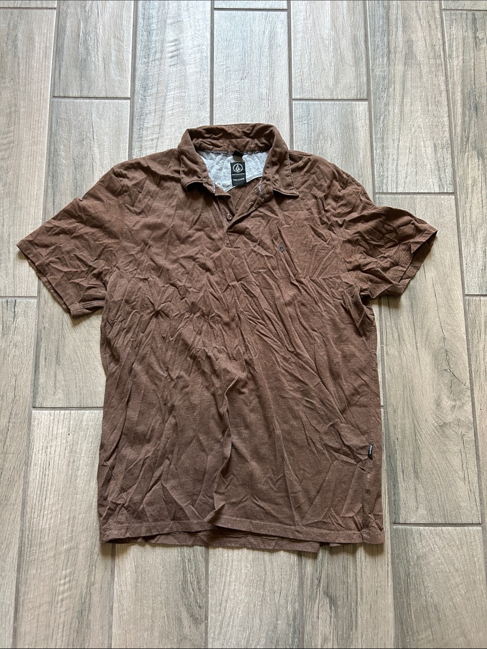 Volcom Men's Chocolate Brown Short Sleeve Polo